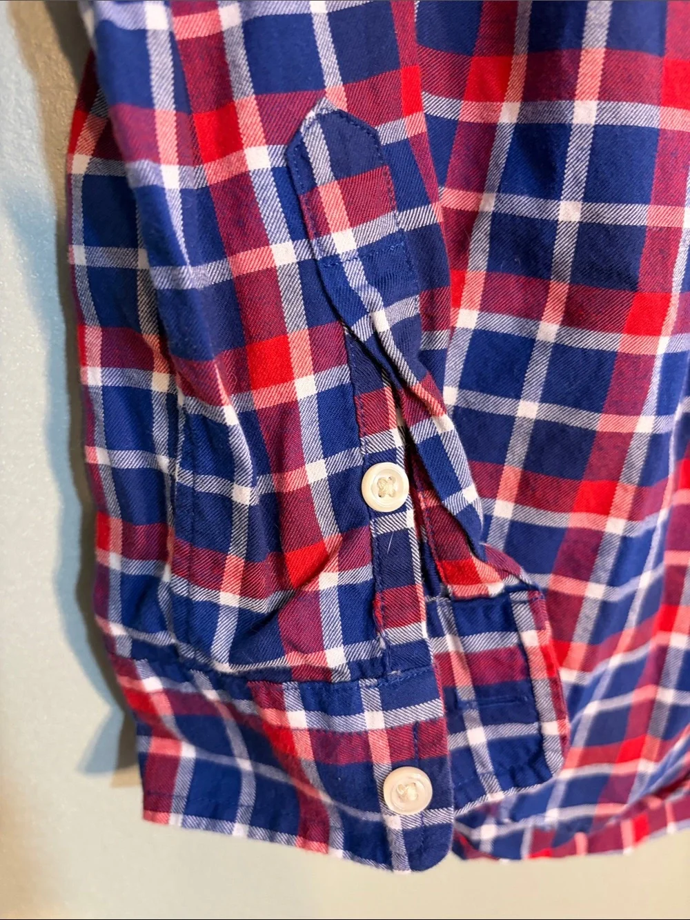 Ralph Lauren Size Large (14-16) Red, White & Blue Plaid Button-Down Shirt